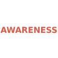 A red word that says awareness in front of a white background.